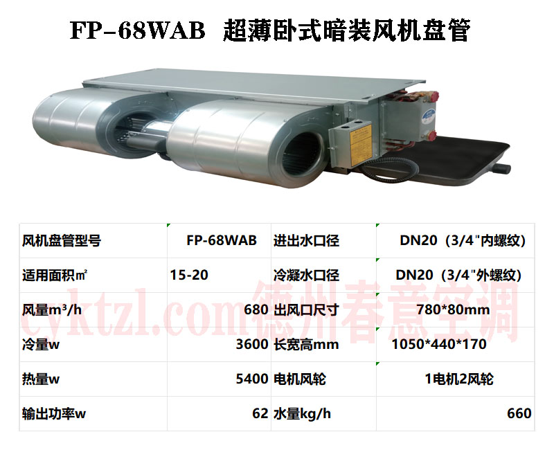云南FP-68WAB超薄臥式暗裝風(fēng)機(jī)盤(pán)管