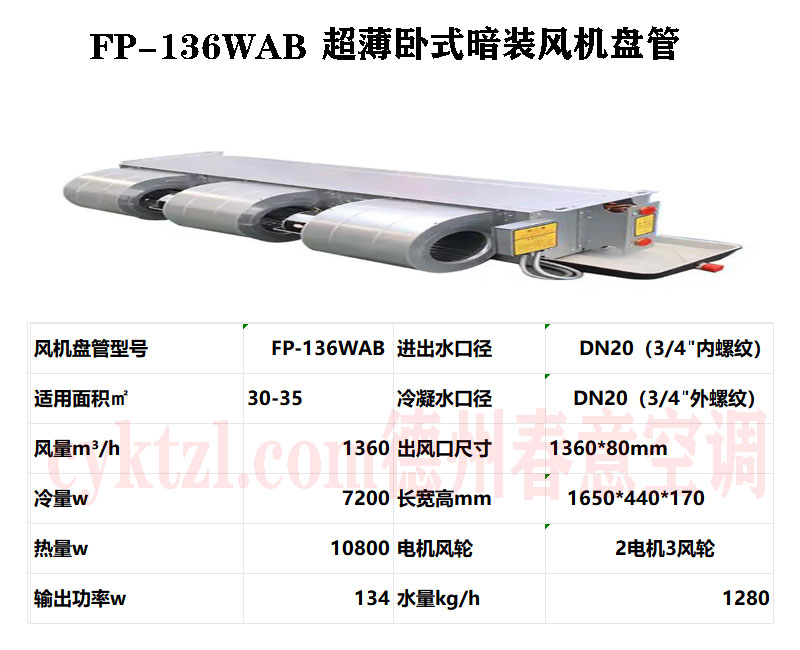云南FP-136WAB超薄臥式暗裝風(fēng)機(jī)盤(pán)管